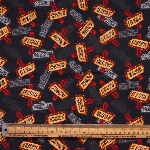 Betelgeuse This Way Signs Halloween Movie scrub cap pattern detail on mannequin