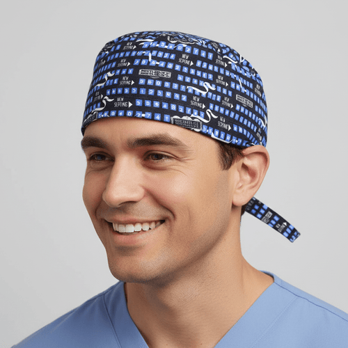 Betelgeuse Will See You Halloween Movie scrub cap shown on model