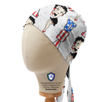 Betty Boop USA scrub cap in Bandana tie-back style