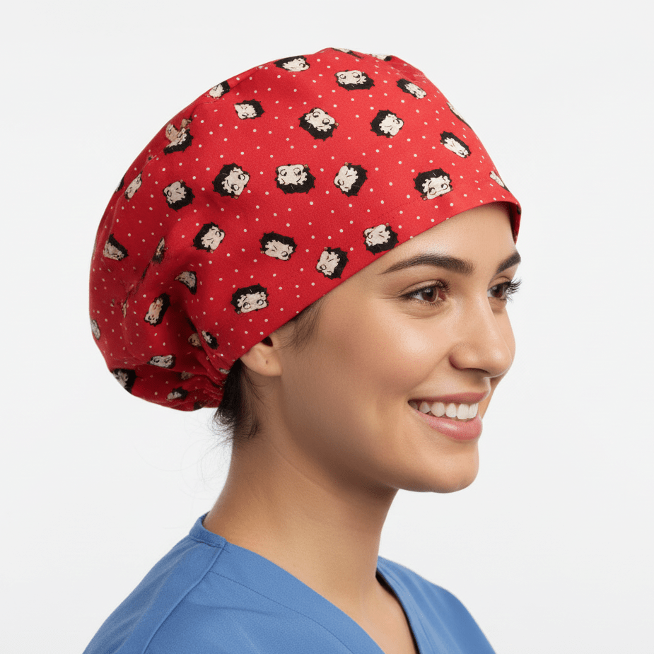 Betty Boop con gorro de quirófano rojo