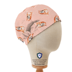 Bingo Dancing from Bluey scrub cap in Duchess elastic-back style