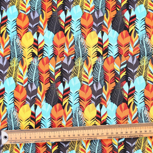 Birds Colourful Feathers scrub cap pattern detail on mannequin