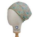 Birds Floral Blue And Pink scrub cap in Elastic Backed no-tie style