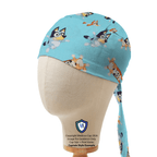 Bluey Bingo Dance and Skipping scrub cap in Captain fitted style