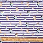 Bluey Bingo On Stripes scrub cap pattern shown flat