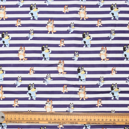 Bluey Bingo On Stripes scrub cap pattern detail on mannequin