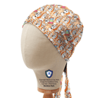 Bluey Bingo On Repeat scrub cap in Bandana tie-back style