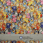 Bluey Crowded Family + Friends Kawaii Style fabric pattern detail close-up
