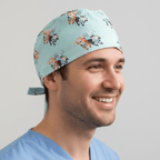Bluey Bingo Back to Back scrub cap shown on model