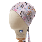 Bluey + Friends Confetti Party scrub cap in Bandana tie-back style