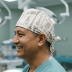 Bones scrub cap shown on model