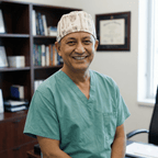Bones scrub cap shown on model