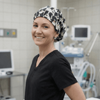 Border Collie Sheep Dogs scrub cap pattern detail on mannequin