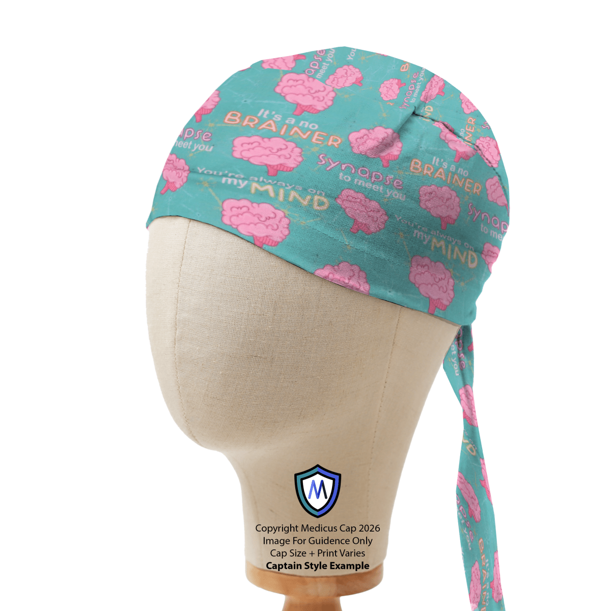 Gorro quirúrgico verde con forma de cerebro de zombi