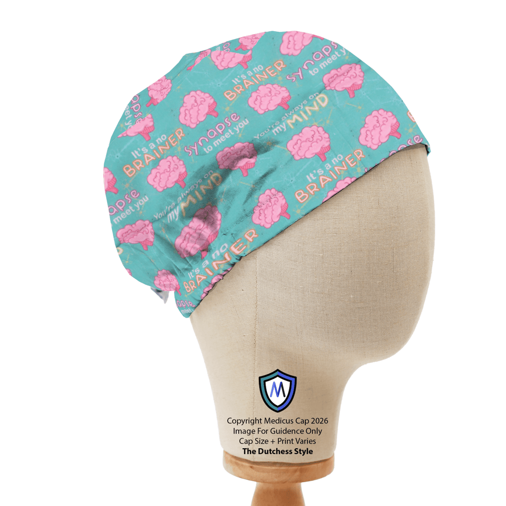 Gorro quirúrgico verde con forma de cerebro de zombi