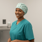 Brain Neuron Network scrub cap shown on model