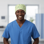 Cactus on Yellow scrub cap shown on model