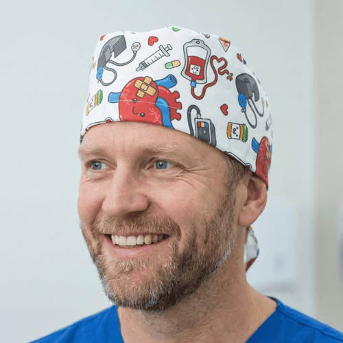 Cardiac Heart Surgeon Kit scrub cap shown on model
