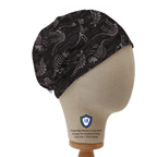 Dinosaur Bones Cartoon Dark scrub cap in Elastic Backed no-tie style