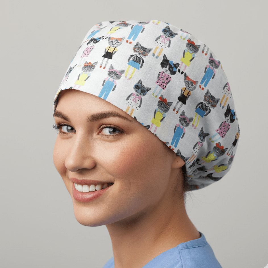Cat Cartoon Dress Up Scrub Cap