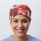 Cats At The Cinema scrub cap shown on model