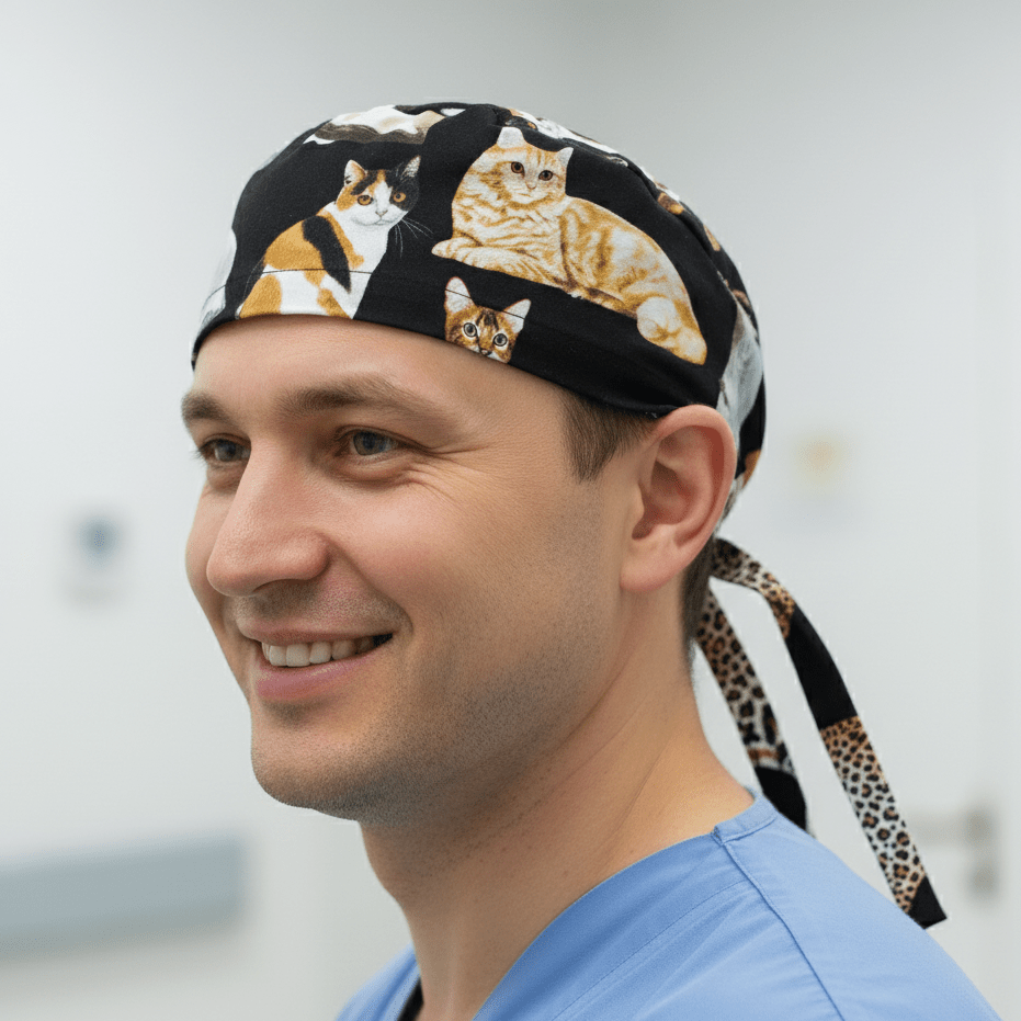 Cats Stare From Far Scrub Cap