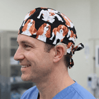 Cavalier King Charles Spaniels Dogs scrub cap shown on model