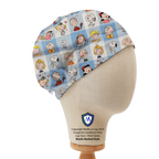 Charlie Brown + Friends In Grid scrub cap in Elastic Backed no-tie style
