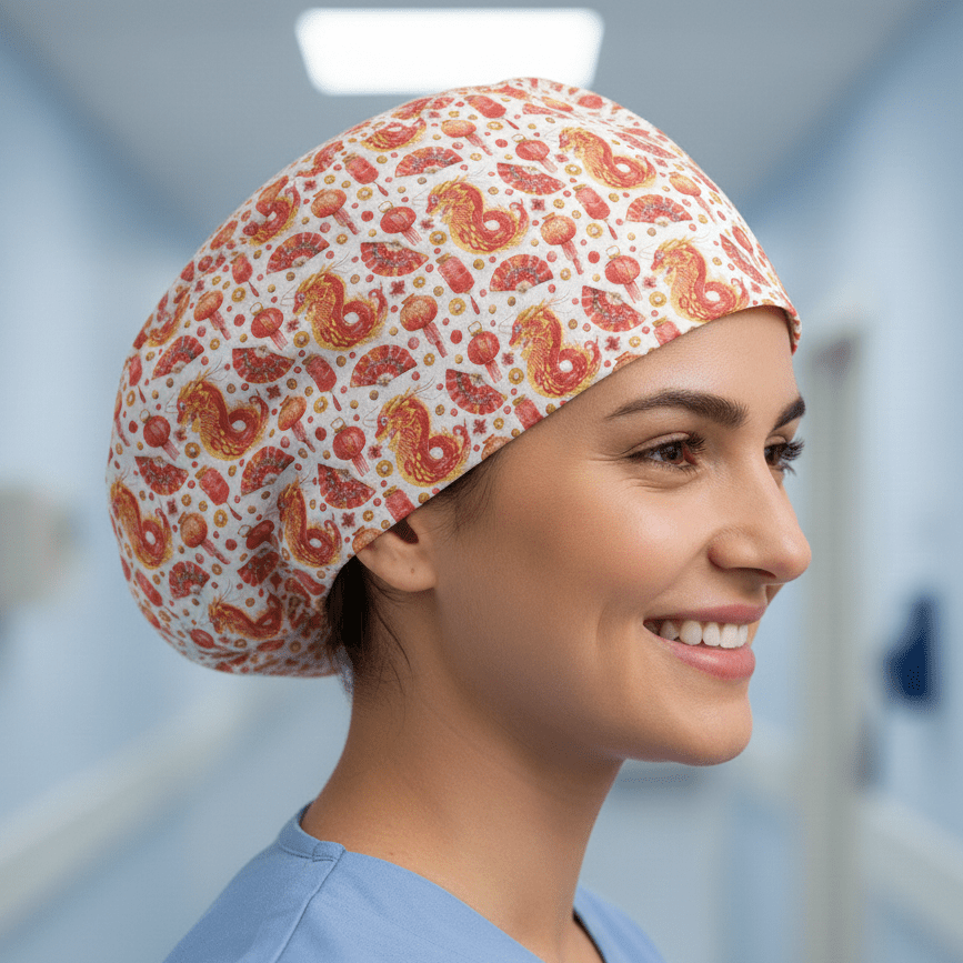 Gorro quirúrgico con forma de dragón para el Año Nuevo chino