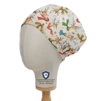 Christmas Reindeer With Colourful Scarf scrub cap in Elastic Backed no-tie style