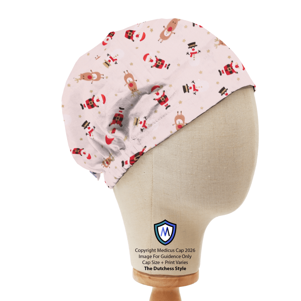 Gorro quirúrgico con diseño de bosque y árboles de Navidad