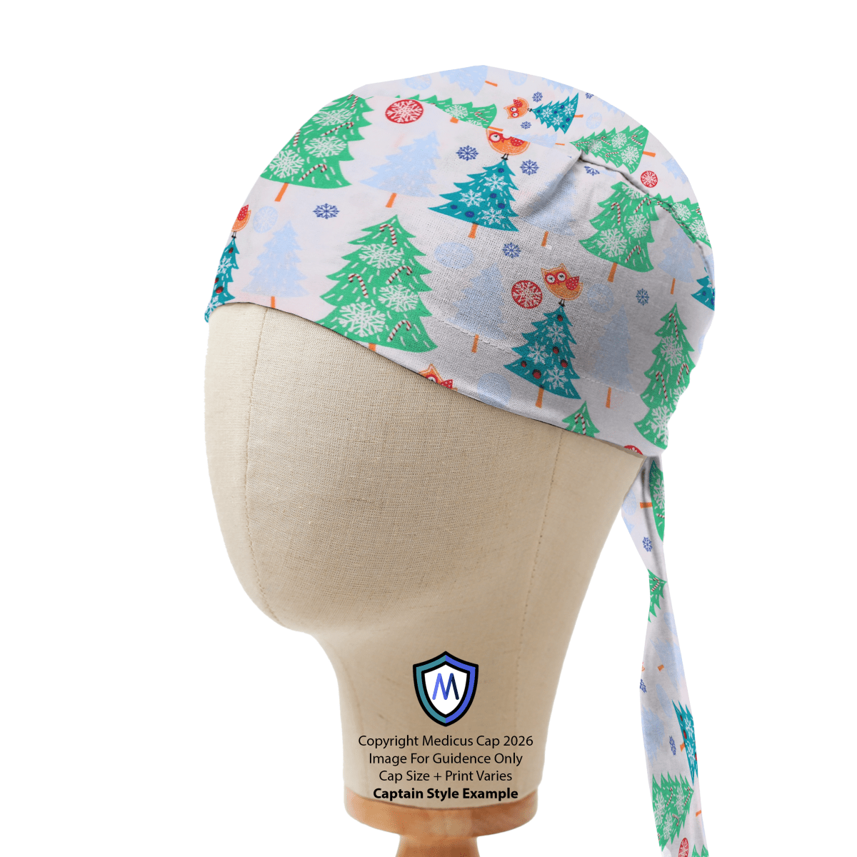 Gorro quirúrgico con forma de árbol de Navidad