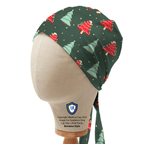 Christmas Trees With Tinsel scrub cap in Bandana tie-back style
