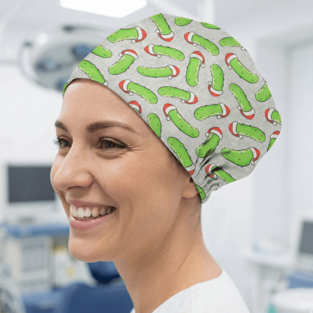 Christmas Pickle Rick Inspired Scrub Cap