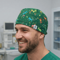 Christmas Reindeer Lights Colourful Scrub Cap