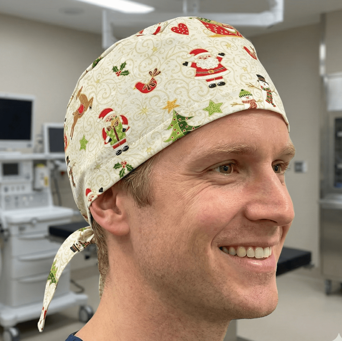 Christmas Santa Wrapping paper Scrub Cap