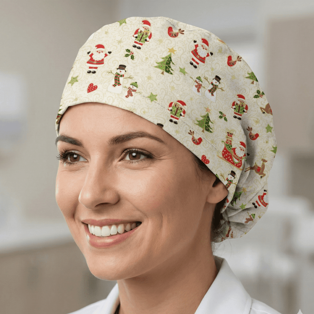 Christmas Santa Wrapping paper Scrub Cap