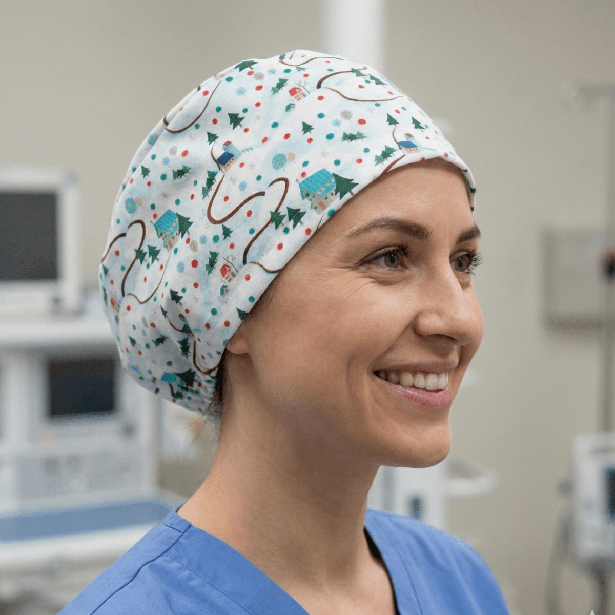 Christmas Winter House Scrub Cap