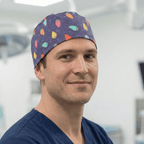 Christmas lights #2 scrub cap shown on model