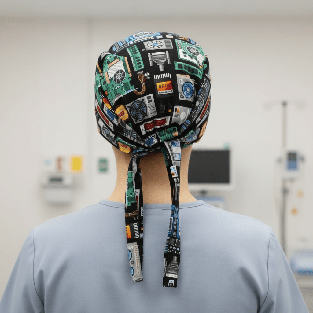 Circuit Board AI Computer Scrub Cap