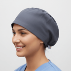 Classic Plain Dark Grey scrub cap shown on model
