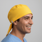 Classic Plain Gold Yellow scrub cap shown on model