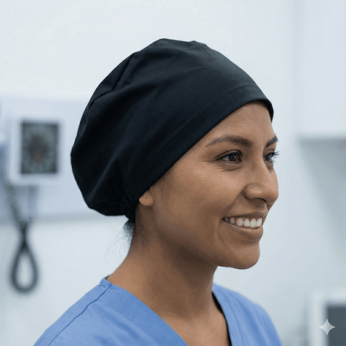 Classic Plain Black Scrub Cap | Theatre Hat