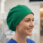 Classic Plain Fir Green Scrub Cap | Theatre Hat scrub cap shown on model