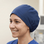 Classic Plain Navy Scrub Cap | Theatre Hat scrub cap shown on model