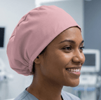 Classic Plain Pale Pink Scrub Cap | Theatre Hat scrub cap shown on model