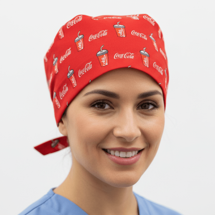 Gorro quirúrgico con corazones verdes de Starbucks