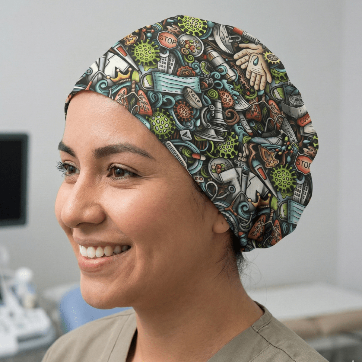 Covid Graffiti Mashup Scrub Cap