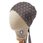 Cross On Grey Pattern scrub cap in Bandana tie-back style
