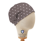 Cross On Grey Pattern scrub cap in Duchess elastic-back style